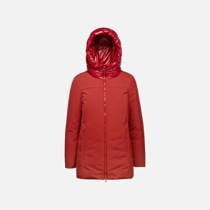 Woman Geox Jackets SPHERICA WOMAN Dark RedDark Red Reversible Jacket Dark Reddark Red
