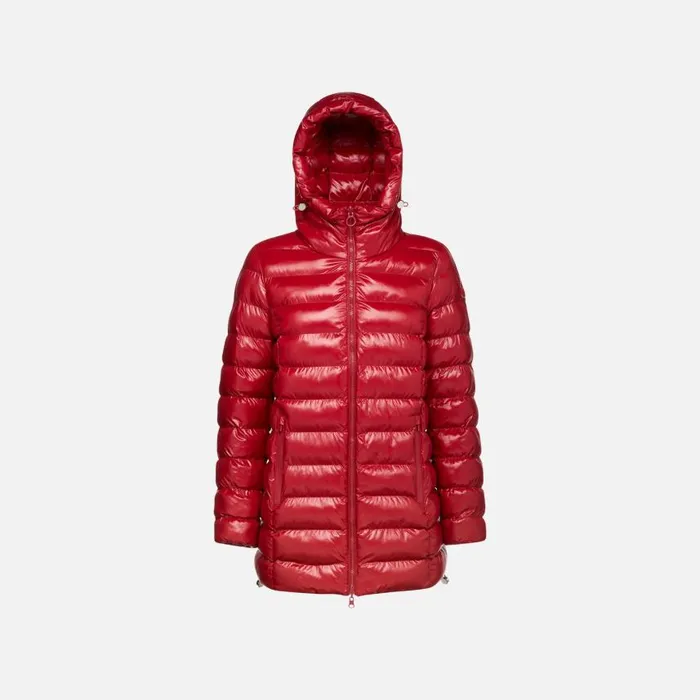 Woman Geox Jackets SPHERICA WOMAN Dark RedDark Red Reversible Jacket Dark Reddark Red
