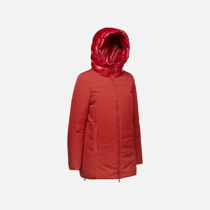 Woman Geox Jackets SPHERICA WOMAN Dark RedDark Red Reversible Jacket Dark Reddark Red