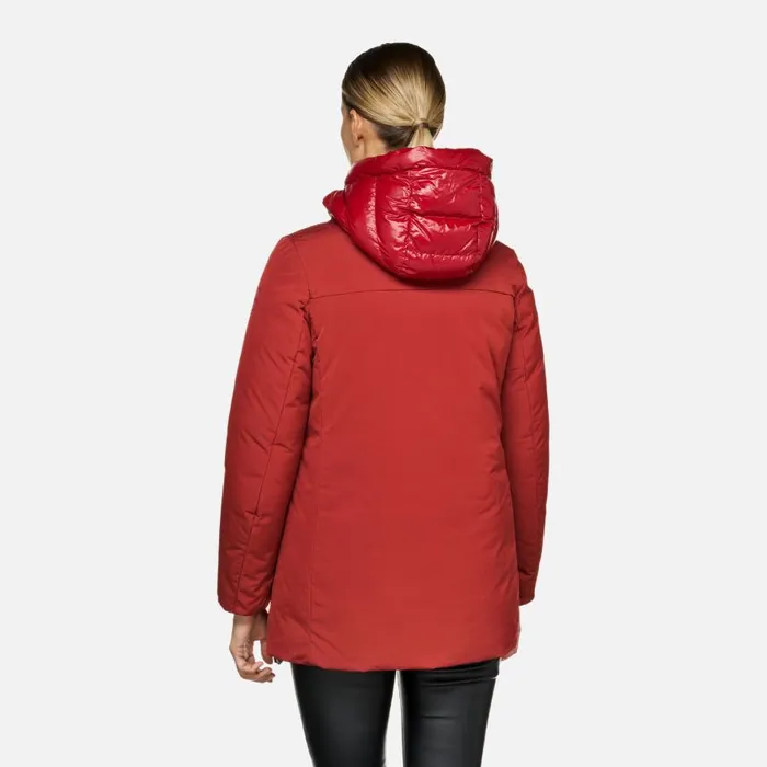 Woman Geox Jackets SPHERICA WOMAN Dark RedDark Red Reversible Jacket Dark Reddark Red
