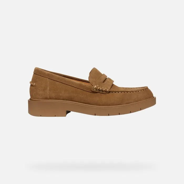 Woman Geox Loafers SPHERICA EC1 WOMAN Mud Suede Loafers Mud