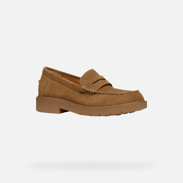 Woman Geox Loafers SPHERICA EC1 WOMAN Mud Suede Loafers Mud