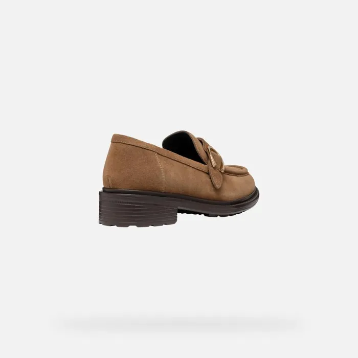 Woman Geox Loafers WALK PLEASURE WOMAN Mud Leather Loafers Mud