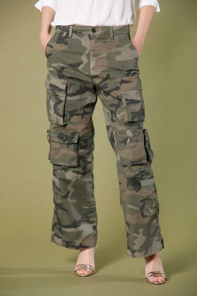 Woman New Hunter Cargo Pants In Cotton Twill With Camouflage Print Relaxed Mason039s Pants