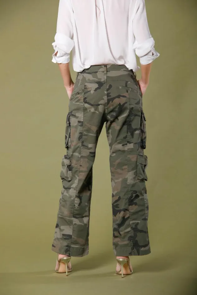 Woman New Hunter Cargo Pants In Cotton Twill With Camouflage Print Relaxed Mason039s Pants
