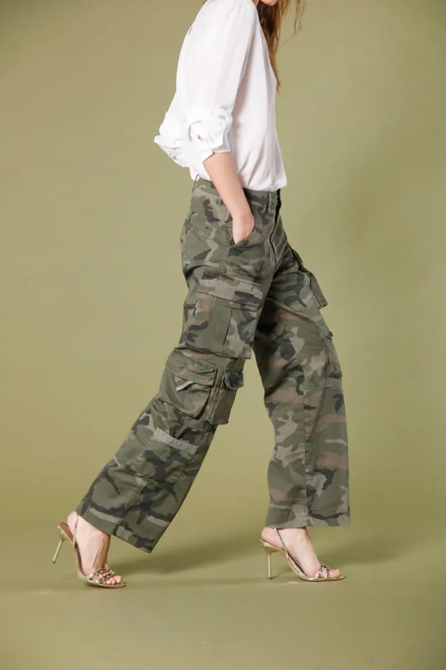 Woman New Hunter Cargo Pants In Cotton Twill With Camouflage Print Relaxed Mason039s Pants