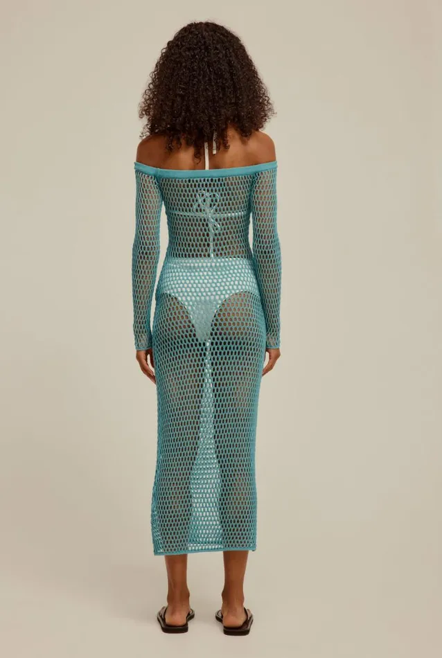 Woman Venroy Knitwear Crochet Off Shoulder Dress