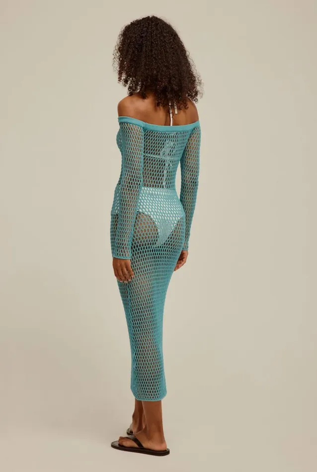 Woman Venroy Knitwear Crochet Off Shoulder Dress