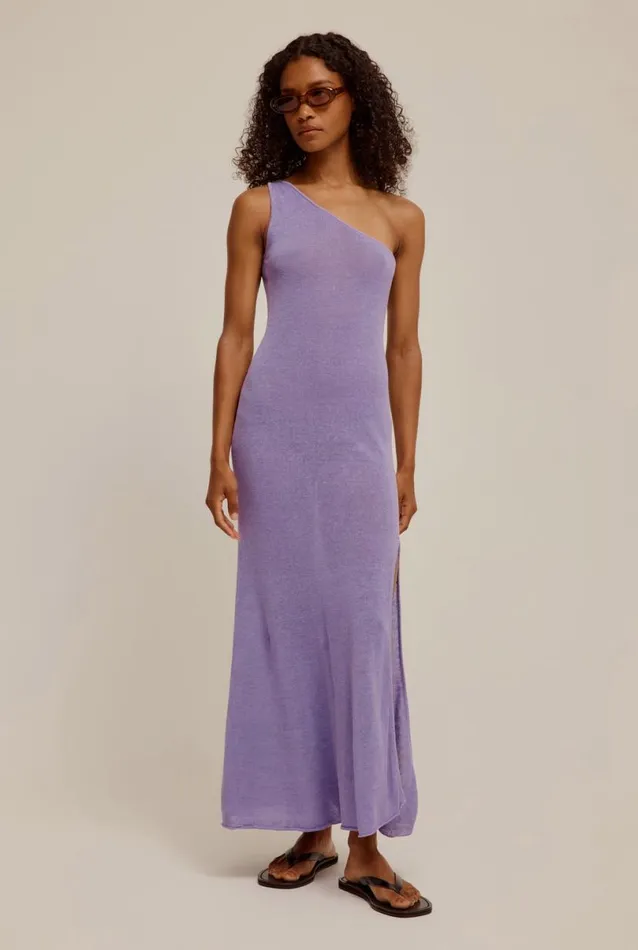 Woman Venroy Knitwear One Shoulder Linen Dress