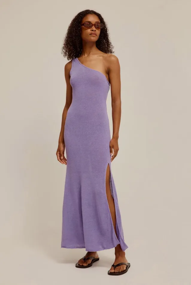 Woman Venroy Knitwear One Shoulder Linen Dress