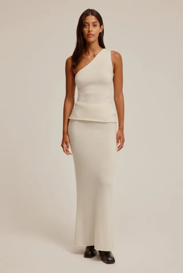 Woman Venroy Knitwear Wool Cashmere Midi Skirt