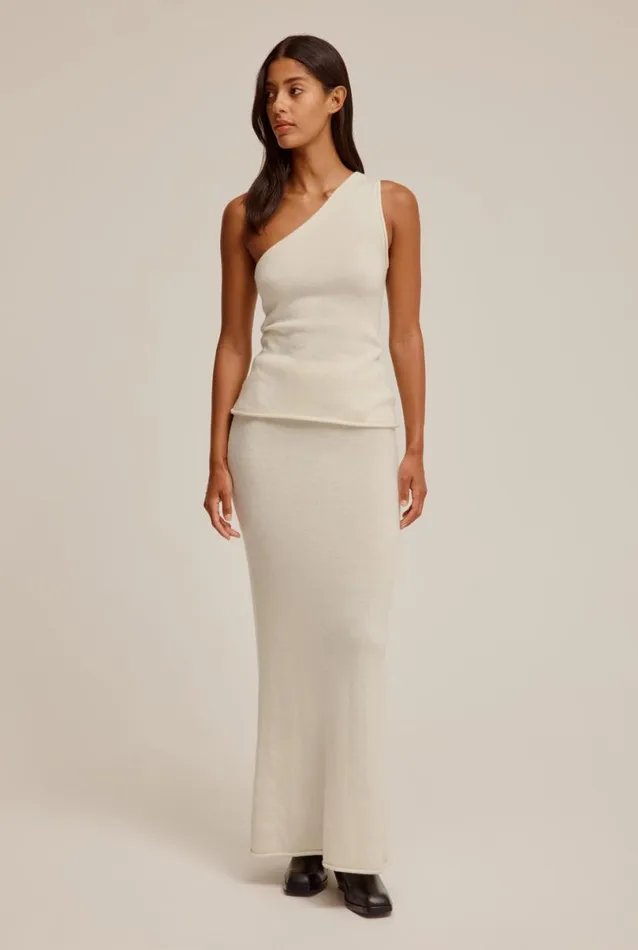 Woman Venroy Knitwear Wool Cashmere Midi Skirt