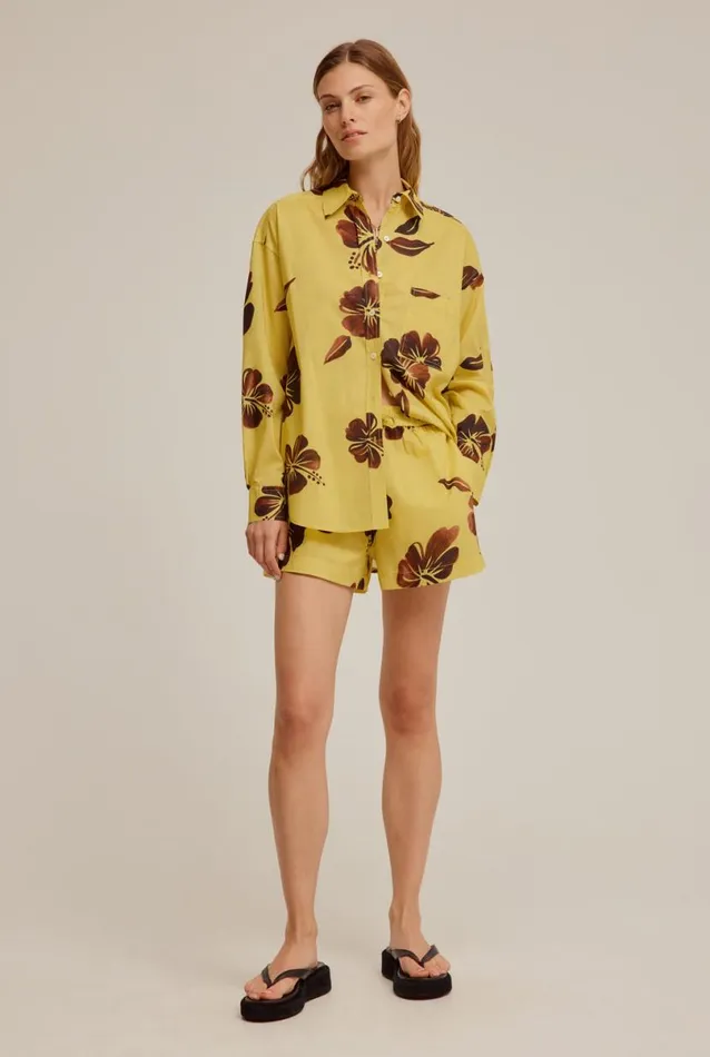 Woman Venroy Shirts Oversized Cotton Print Shirt