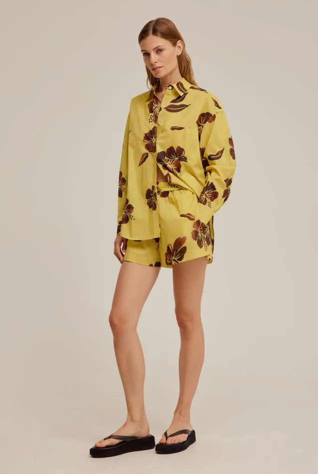 Woman Venroy Shirts Oversized Cotton Print Shirt