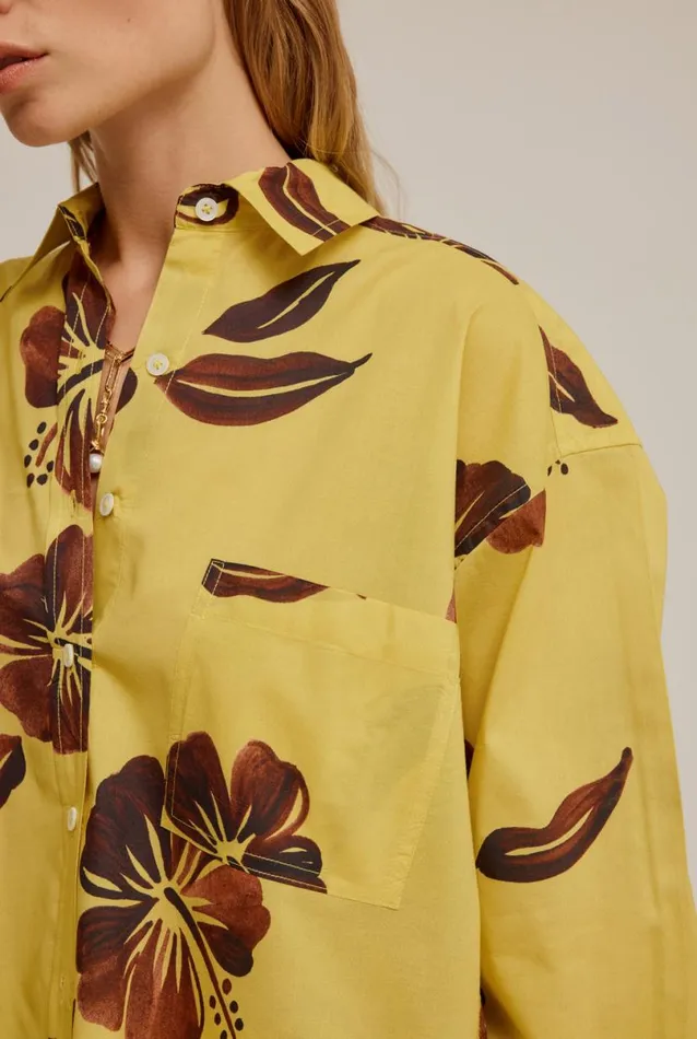 Woman Venroy Shirts Oversized Cotton Print Shirt