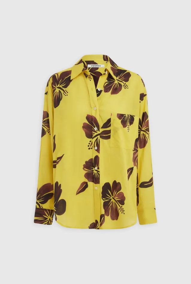 Woman Venroy Shirts Oversized Cotton Print Shirt