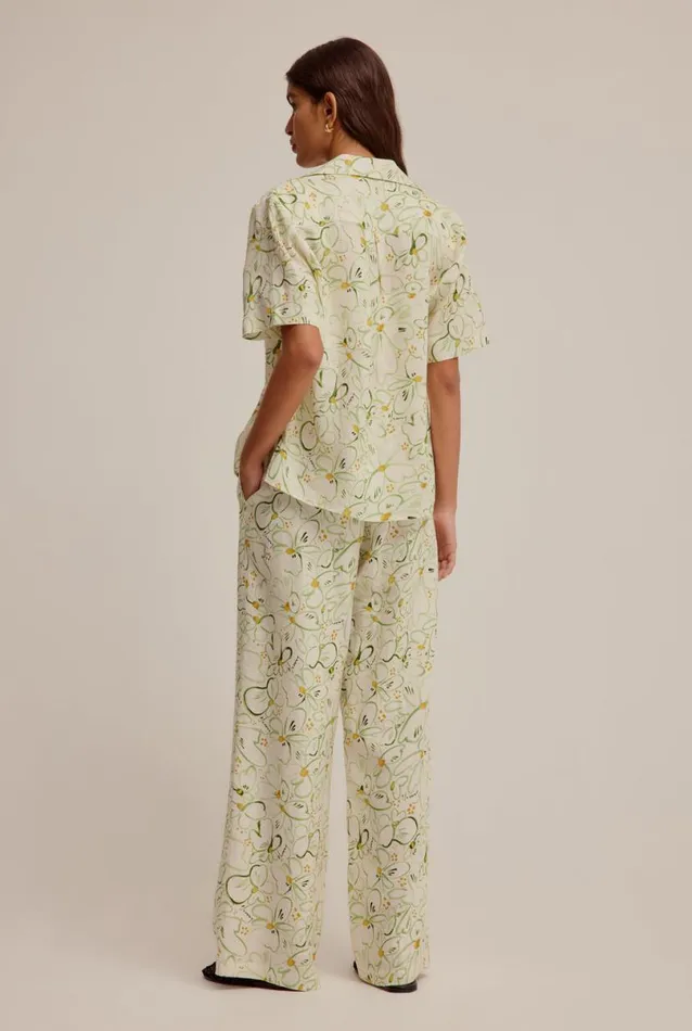 Woman Venroy Shirts Printed Linen Camp Collar Shirt