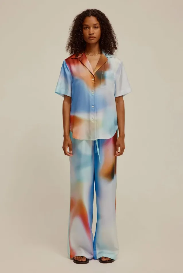 Woman Venroy Shirts SS Silk Camp Collar Shirt
