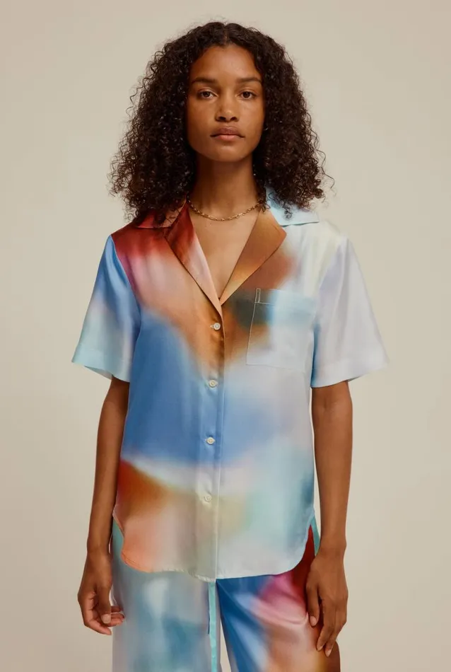 Woman Venroy Shirts SS Silk Camp Collar Shirt