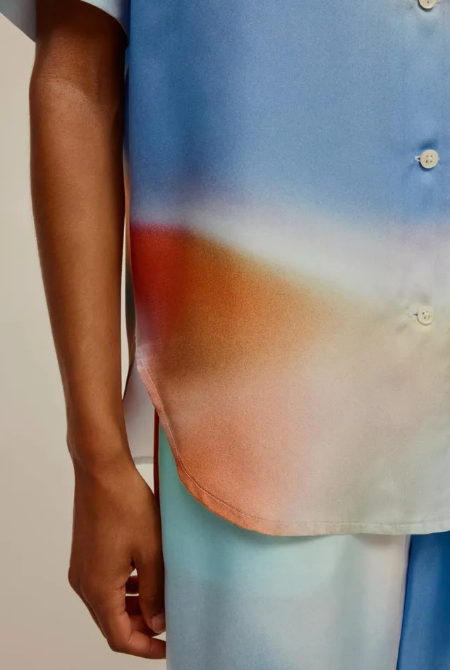 Woman Venroy Shirts SS Silk Camp Collar Shirt
