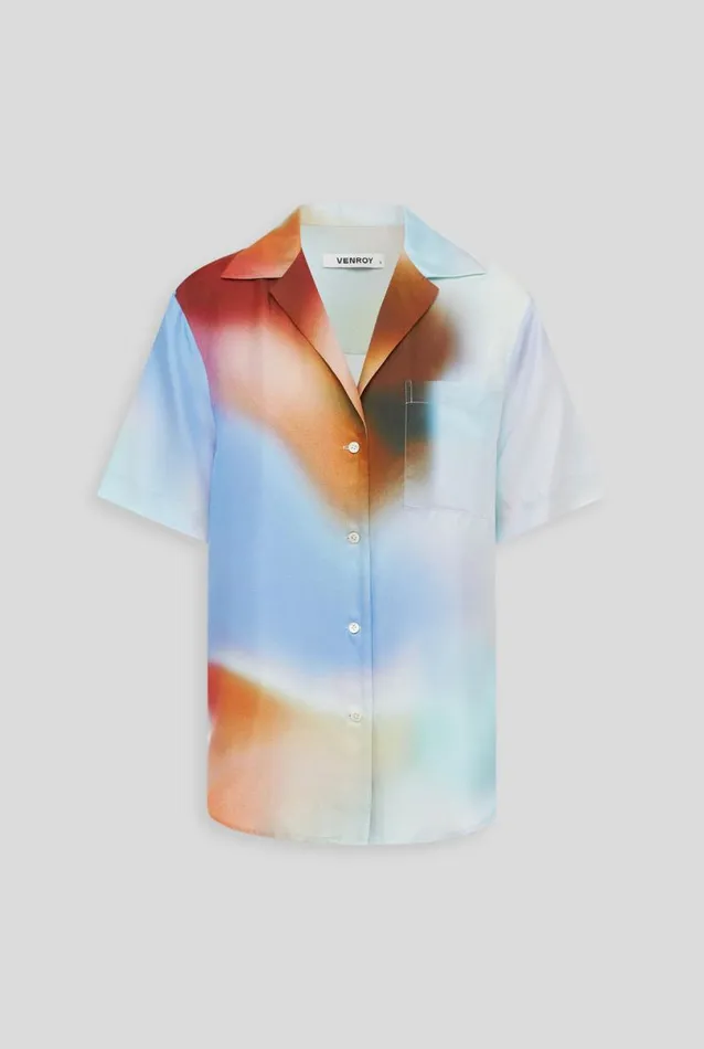 Woman Venroy Shirts SS Silk Camp Collar Shirt