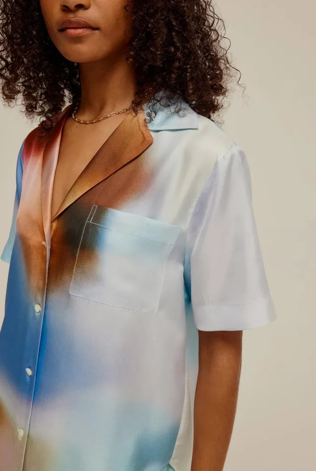 Woman Venroy Shirts SS Silk Camp Collar Shirt