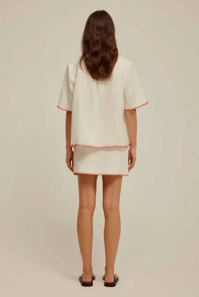 Woman Venroy Skirts Blanket Stitch Linen Skirt