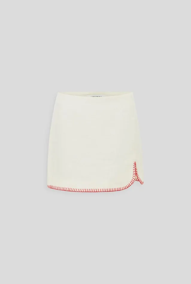 Woman Venroy Skirts Blanket Stitch Linen Skirt