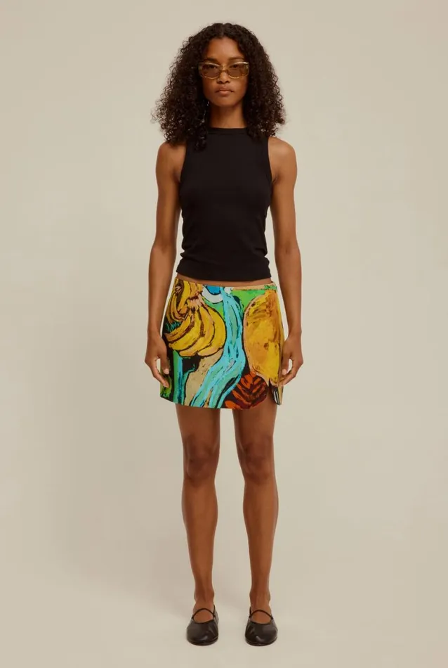Woman Venroy Skirts Printed Linen Mini Skirt