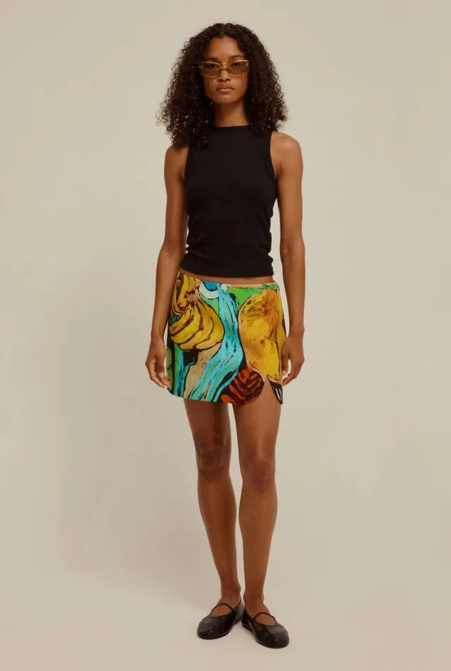 Woman Venroy Skirts Printed Linen Mini Skirt