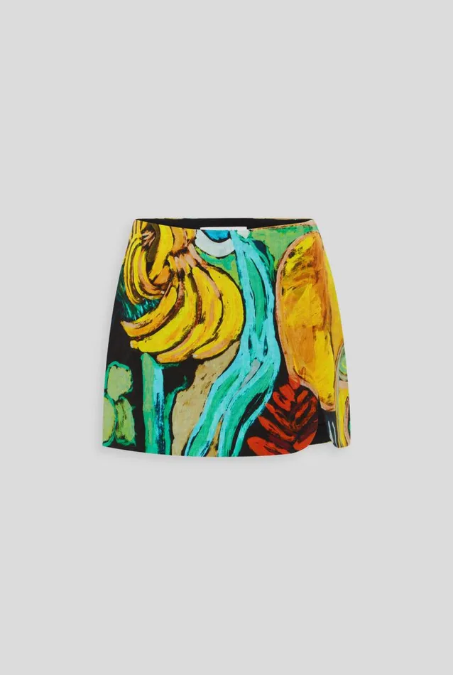 Woman Venroy Skirts Printed Linen Mini Skirt