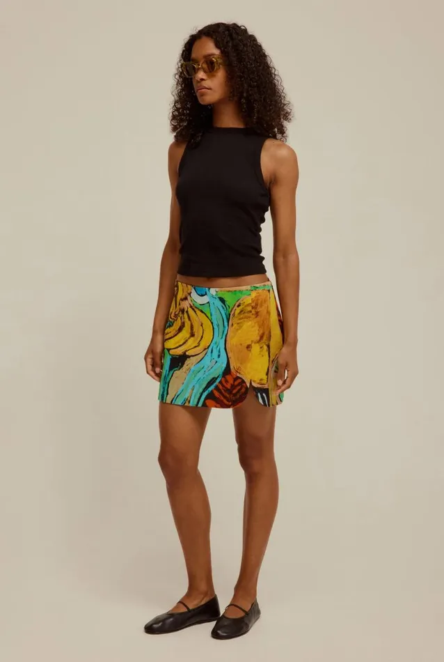 Woman Venroy Skirts Printed Linen Mini Skirt