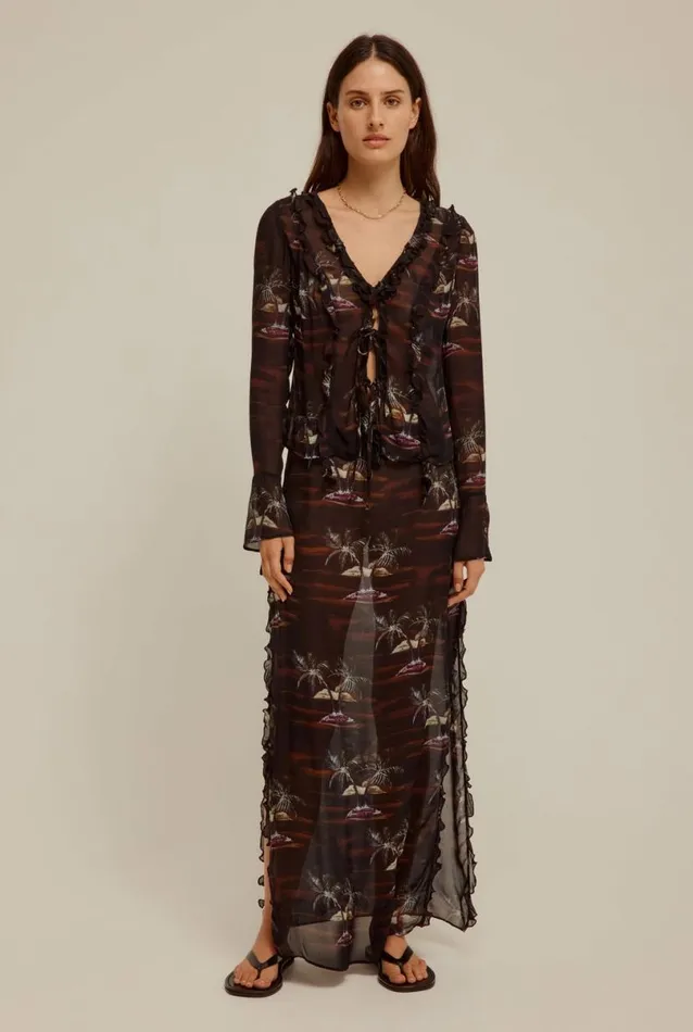 Woman Venroy Skirts Sheer Ruffle Skirt