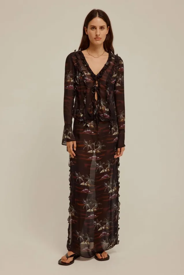 Woman Venroy Skirts Sheer Ruffle Skirt