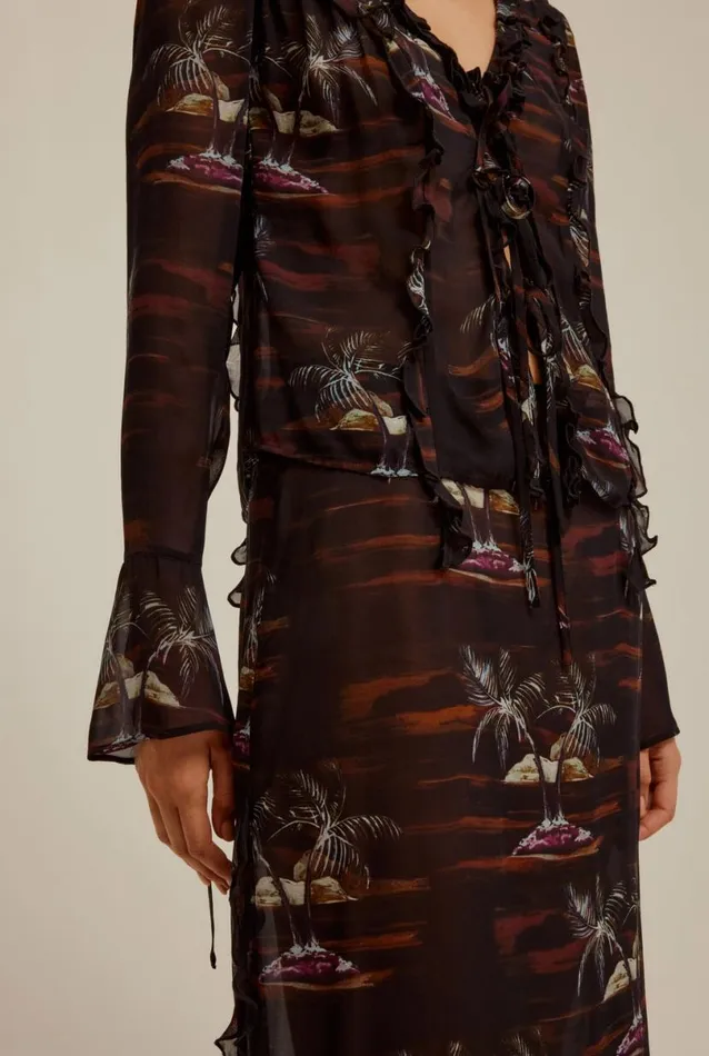 Woman Venroy Skirts Sheer Ruffle Skirt