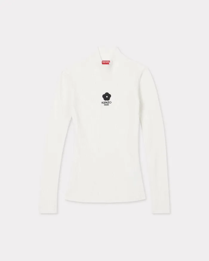 Women 039Boke 20039 Embroidered Ribknit Longsleeve Top White Kenzo Sweaters And Cardigans