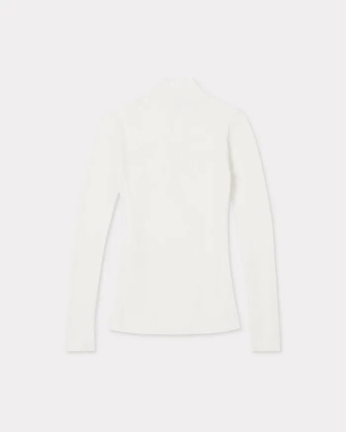 Women 039Boke 20039 Embroidered Ribknit Longsleeve Top White Kenzo Sweaters And Cardigans