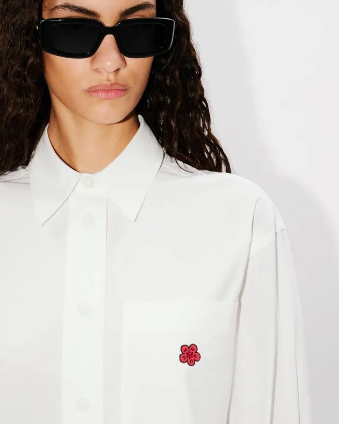 Women 039Boke Flower039 Embroidered Oversized Shirt White Kenzo Shirts And Tops