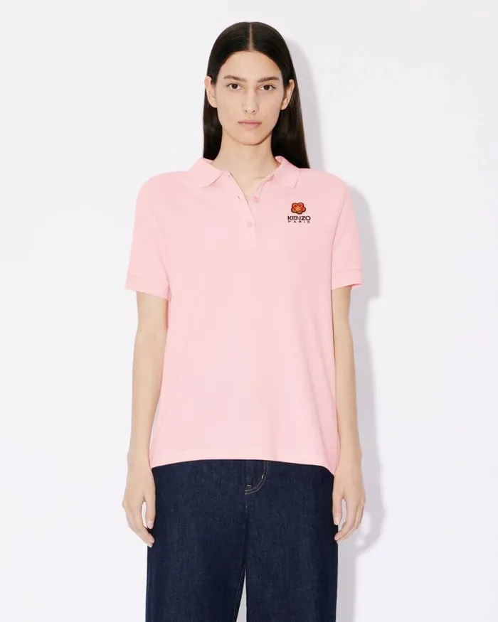 Women 039Boke Flower039 Embroidered Polo Shirt Faded Pink Kenzo Tshirts And Polos