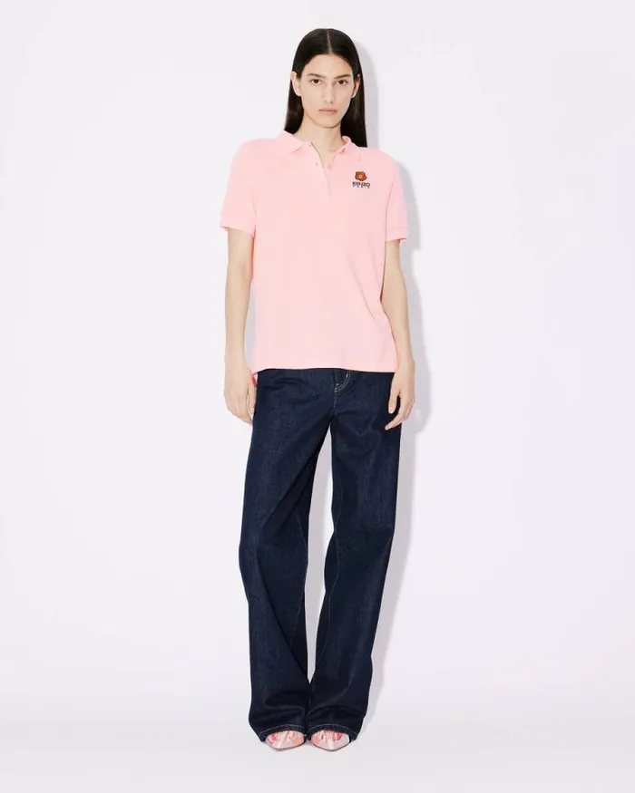 Women 039Boke Flower039 Embroidered Polo Shirt Faded Pink Kenzo Tshirts And Polos