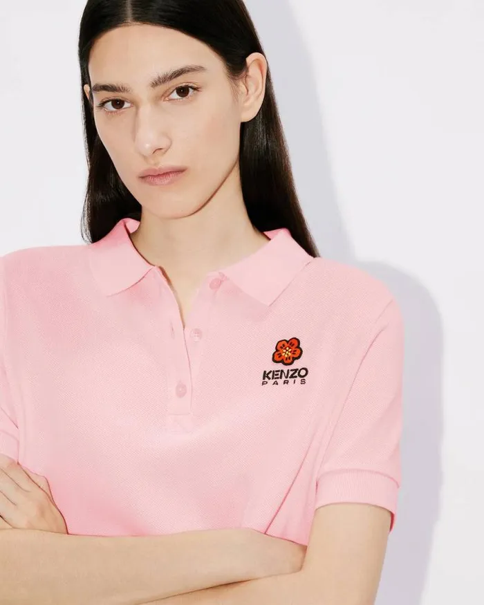 Women 039Boke Flower039 Embroidered Polo Shirt Faded Pink Kenzo Tshirts And Polos