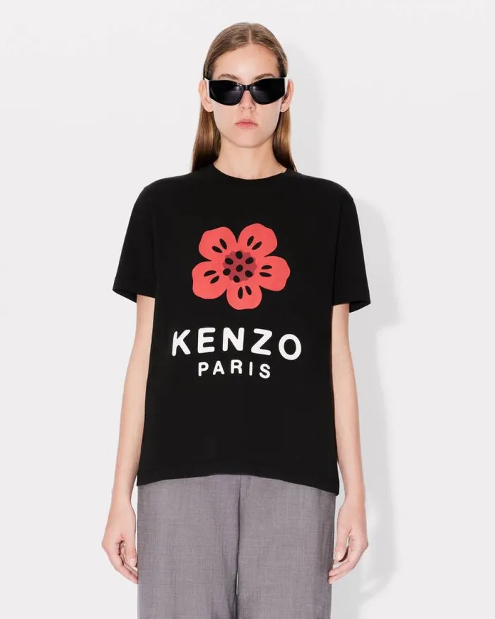Women 039Boke Flower039 Loose Tshirt In Cotton Black Kenzo Tshirts And Polos