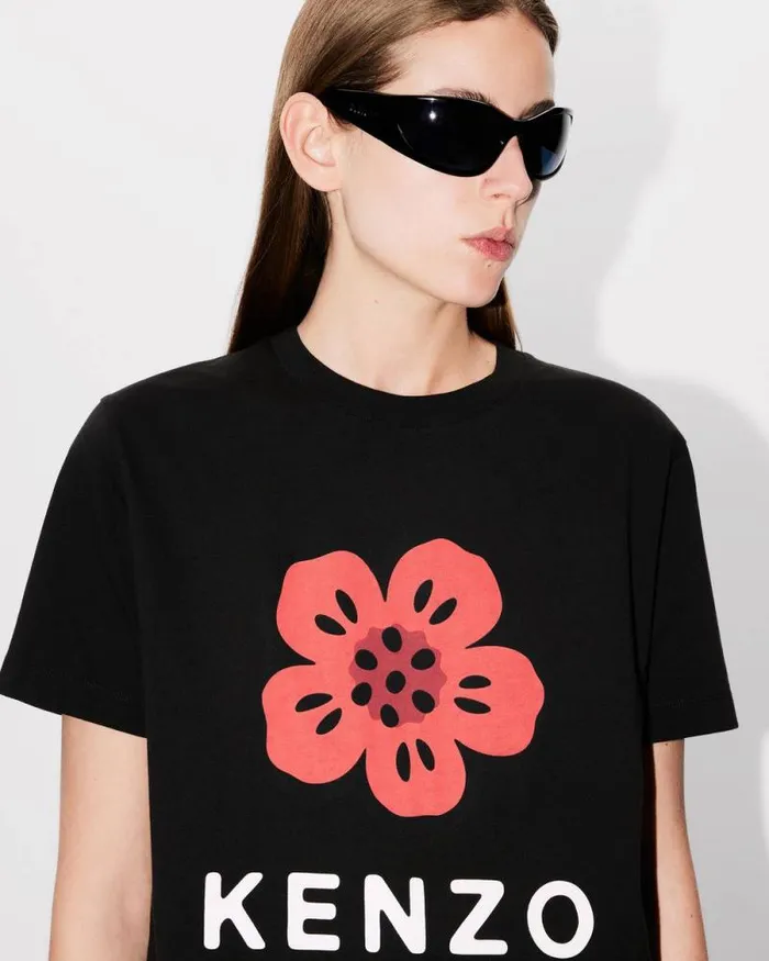 Women 039Boke Flower039 Loose Tshirt In Cotton Black Kenzo Tshirts And Polos