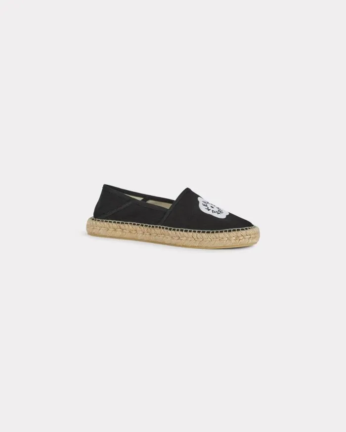 Women 039Boke Flower 20039 Embroidered Canvas Espadrilles Black Kenzo Mules And Espadrilles