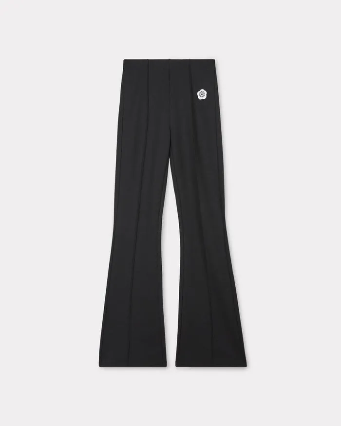 Women 039Boke Flower 20039 Embroidered Flare Pants Black Kenzo Pants And Shorts