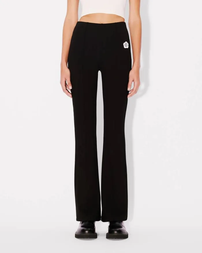 Women 039Boke Flower 20039 Embroidered Flare Pants Black Kenzo Pants And Shorts