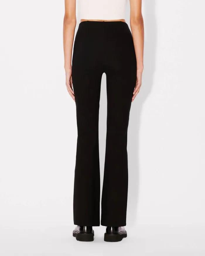 Women 039Boke Flower 20039 Embroidered Flare Pants Black Kenzo Pants And Shorts