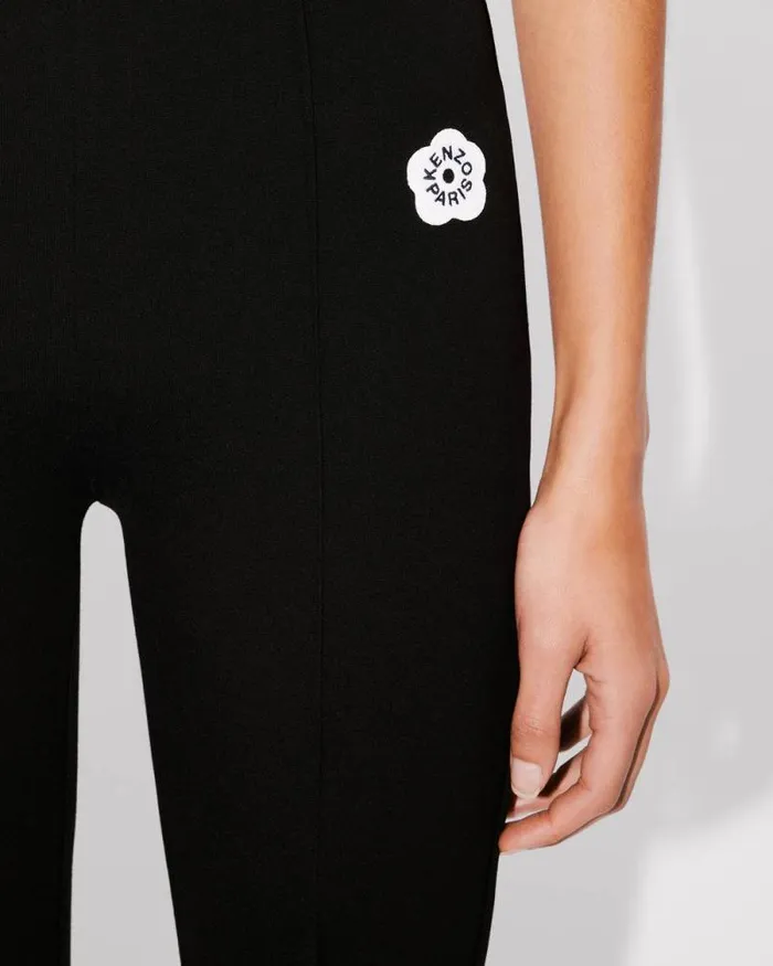 Women 039Boke Flower 20039 Embroidered Flare Pants Black Kenzo Pants And Shorts