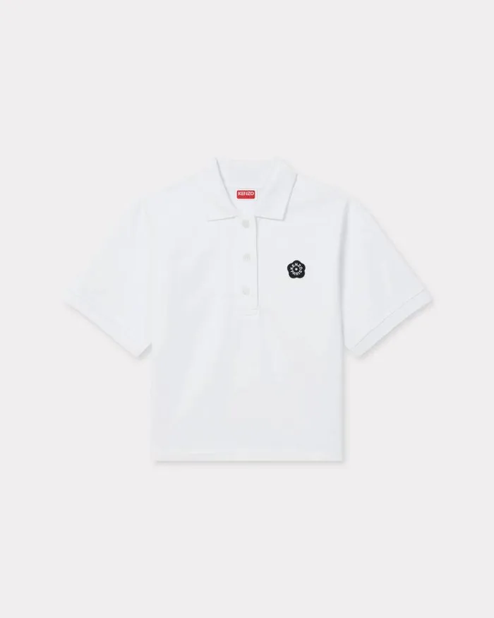 Women 039Boke Flower 20039 Embroidered Polo In Cotton White Kenzo Tshirts And Polos