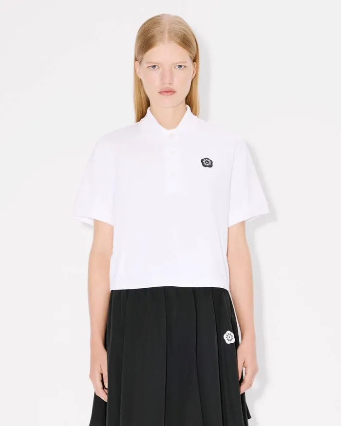 Women 039Boke Flower 20039 Embroidered Polo In Cotton White Kenzo Tshirts And Polos